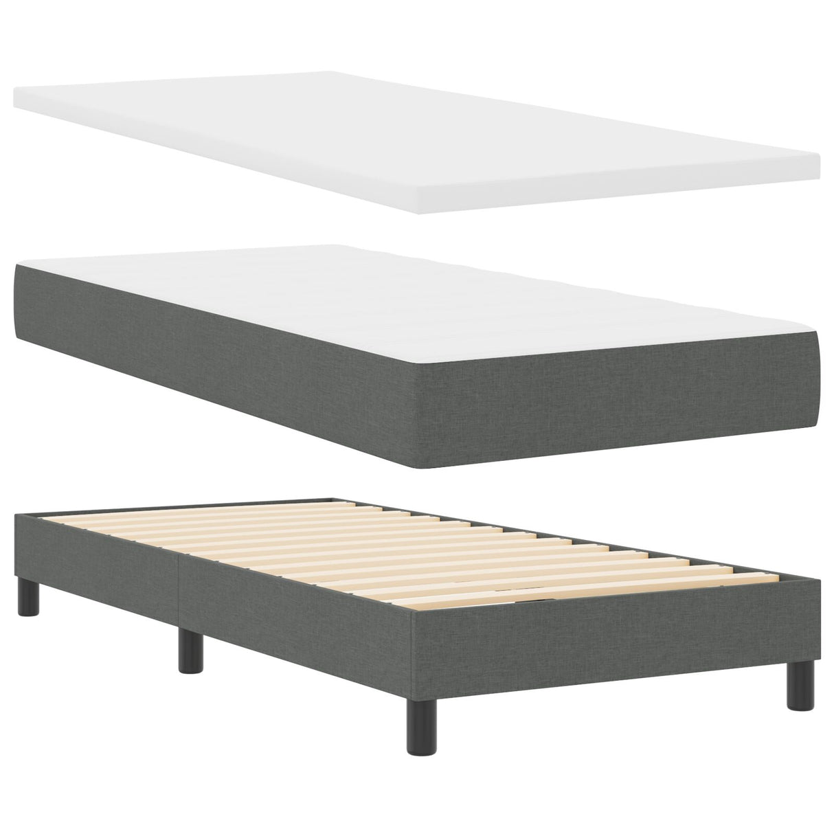 Bedframe met Matras Donkergrijs Stof 90 x 190 cm Bedmatras