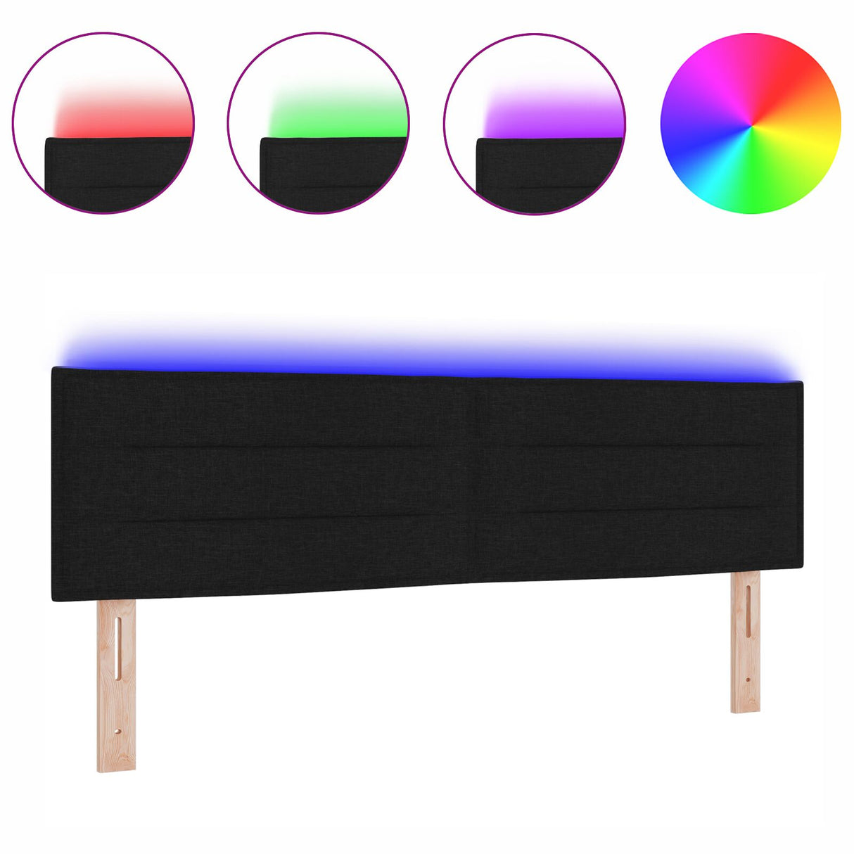LED Hoofdbord Lijnen Ontwerp Zwart 160 cm Stof