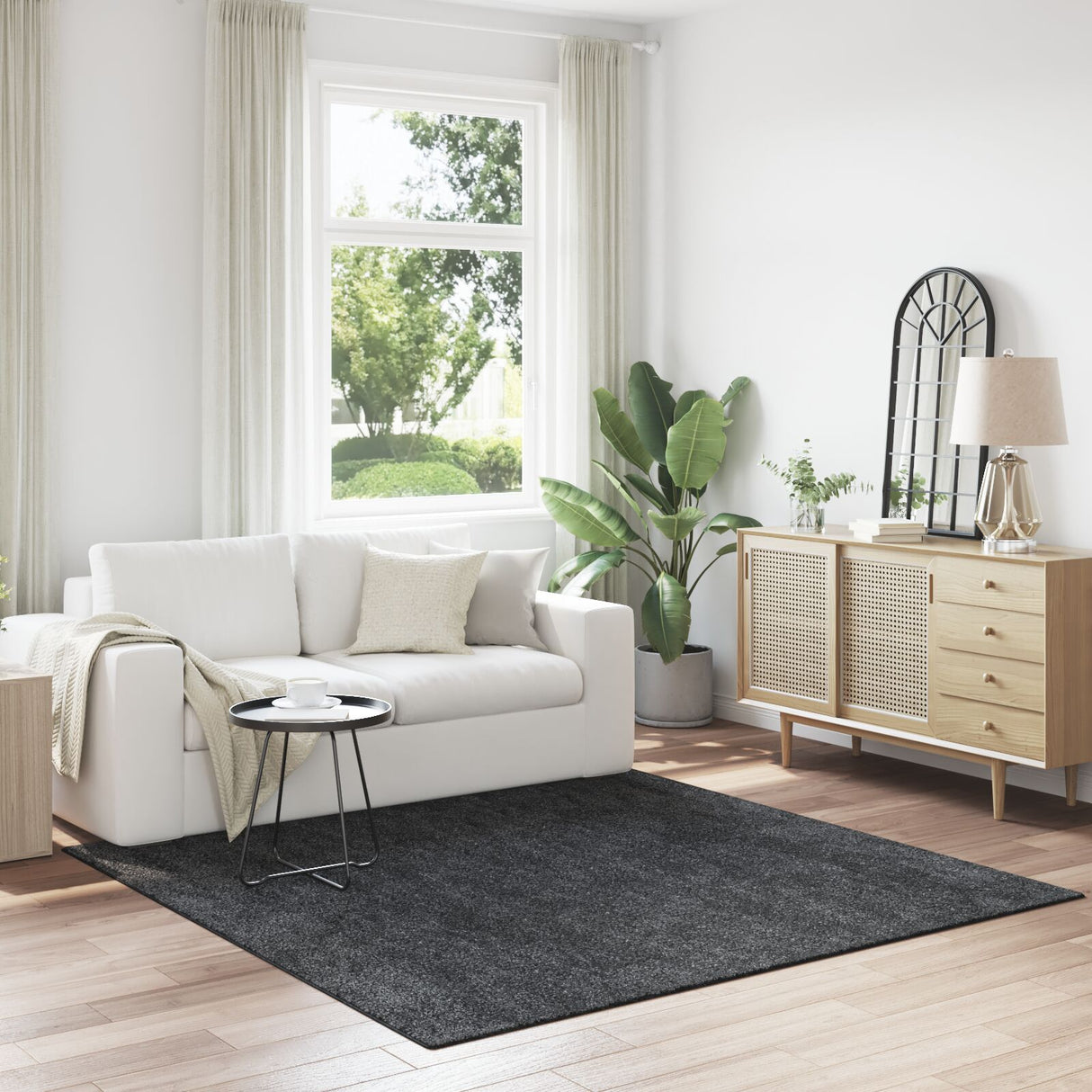 Shaggy Vloerkleed met Latex Achterkant Donkergrijs 200x200 cm