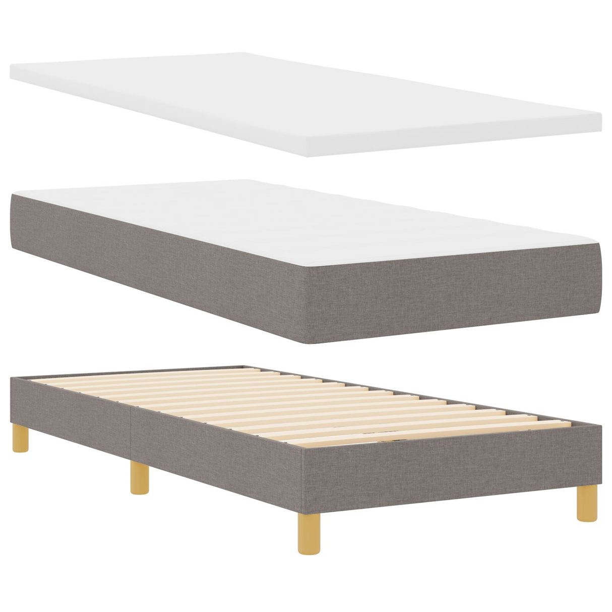 Boxspringbed met Matras Taupe 80x200 cm Stof