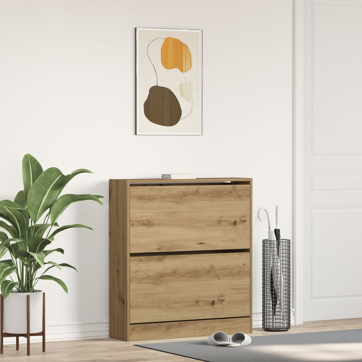 Schoenenkast met Flip Lade Gerookt Eiken 80x21x87,5 cm