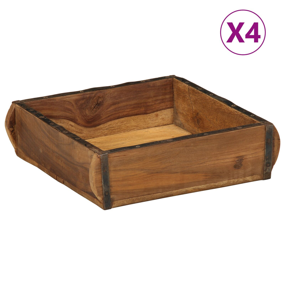 Dienbladen 4 stuks 31x29x10 cm Massief Hout Gerecycled