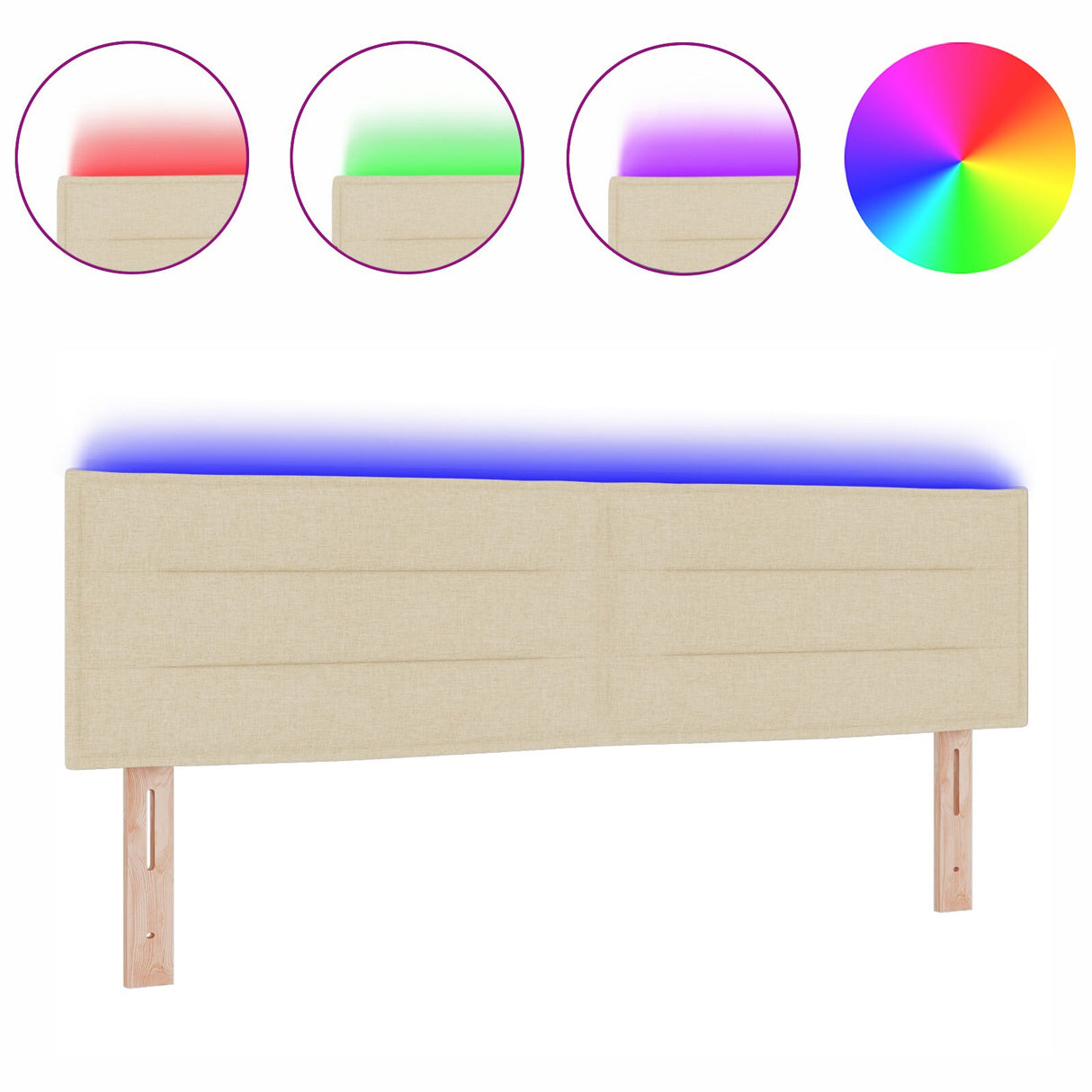 LED Hoofdbord Lijnen Ontwerp Crème 72 cm Stof