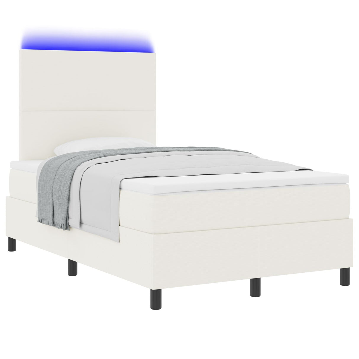 boxspringbed met matrassen & LED crème klein tweepersoons corduroy stof