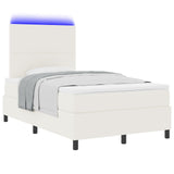 boxspringbed met matrassen & LED crème klein tweepersoons corduroy stof