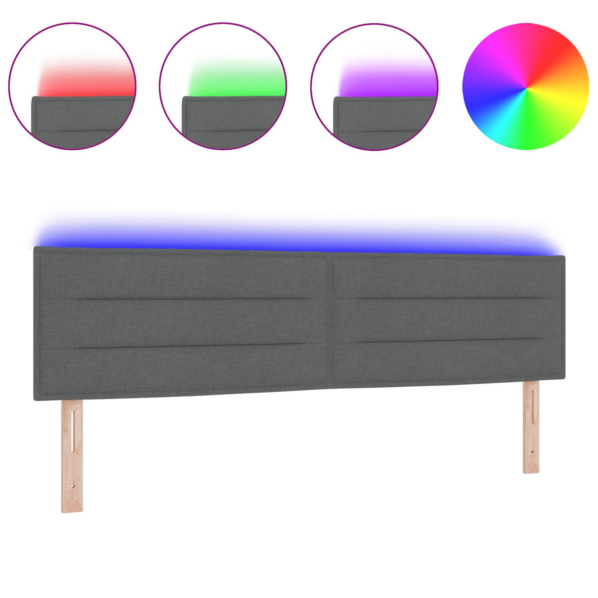 LED Hoofdeinde Lijnen Ontwerp Donker Grijs 90 cm Stof
