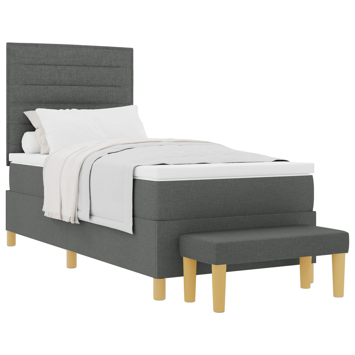 Boxspringbed met Matras & Bank Donkergrijs 80x200 cm Stof
