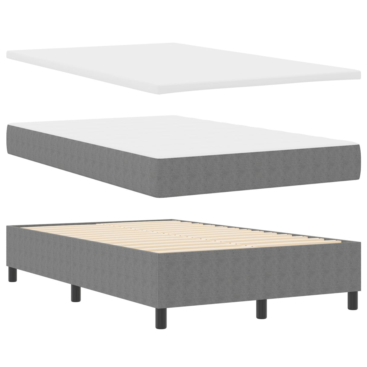 Boxspringbed met Matras Lichtgrijs Klein Dubbel Corduroy Stof