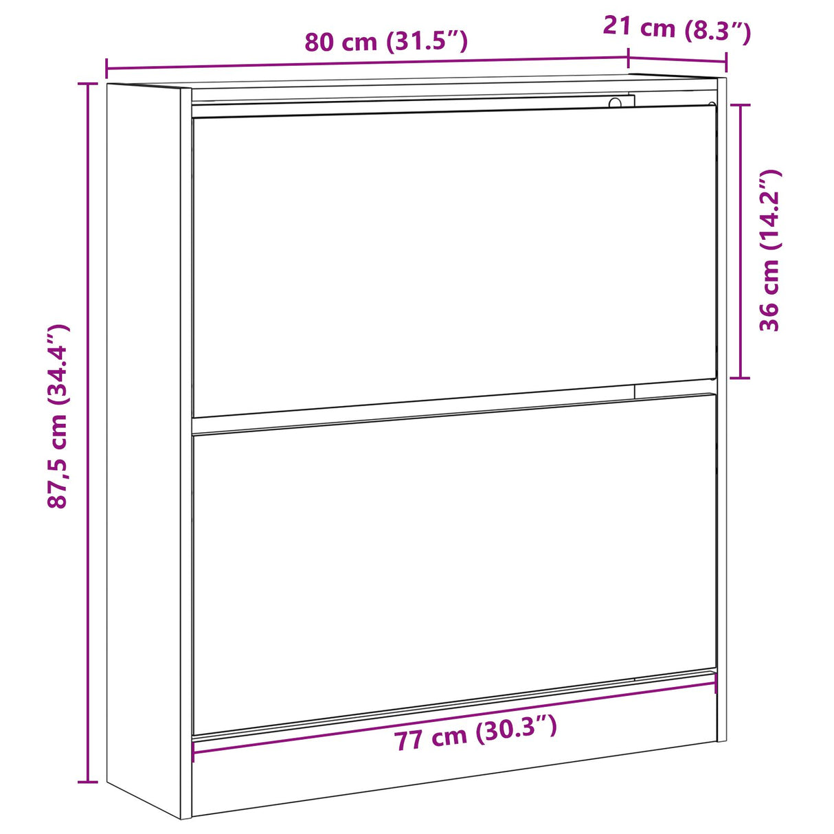 Schoenenkast met Flip Lade Oude Hout 80x21x87,5 cm