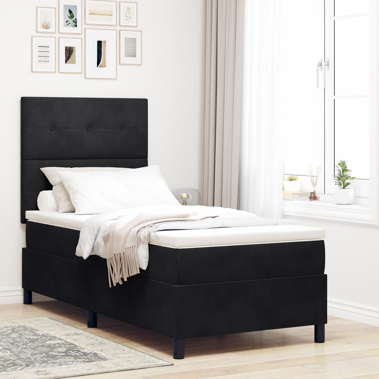 Boxspring Bed met Matras Zwart 80x200 cm Velvet