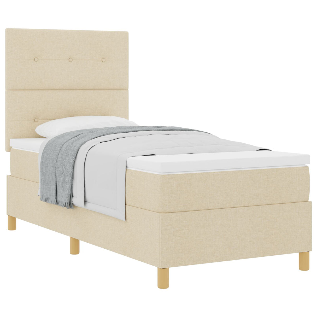 Boxspringbed met matras crème eenpersoons stof