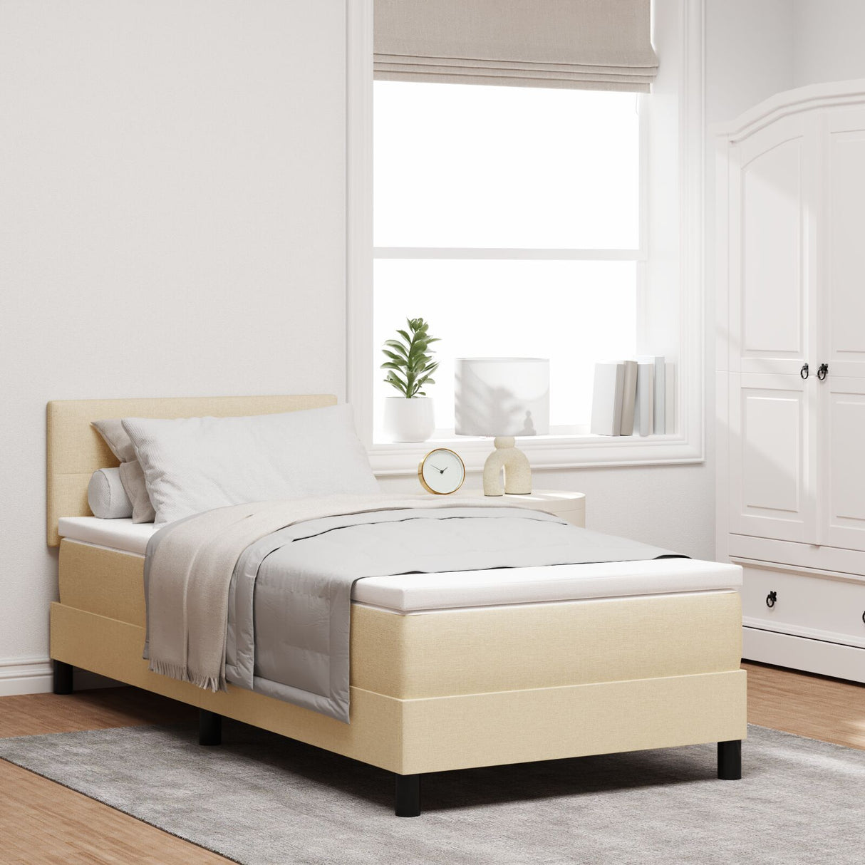 Bedframe met Matras Beige Stof 90 x 190 cm Bed Matras