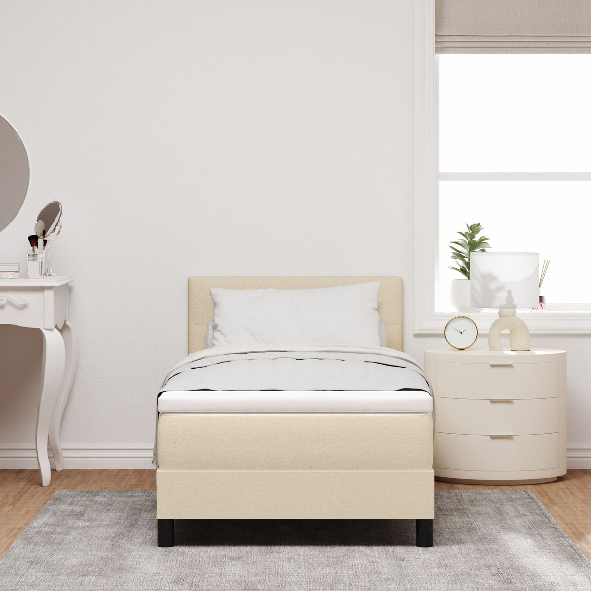 Bedframe met Matras Beige Stof 90 x 190 cm Bed Matras