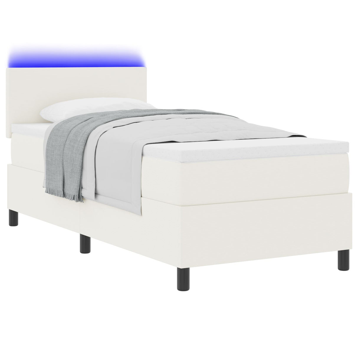 Boxspringbed met Matras & LED Crème Eenpersoons Corduroy Stof