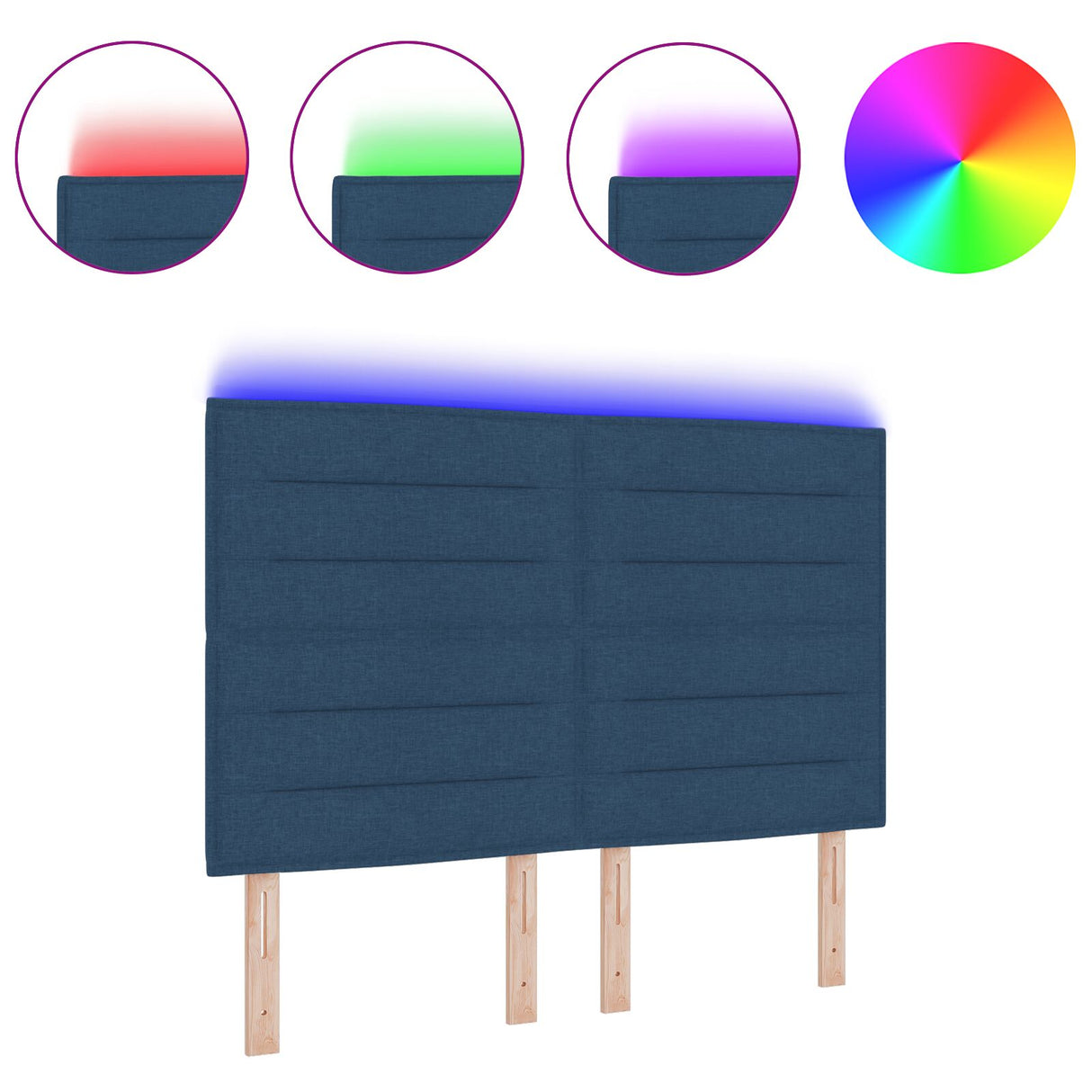 LED Hoofdbord Lijnen Ontwerp Blauw 80 cm Stof