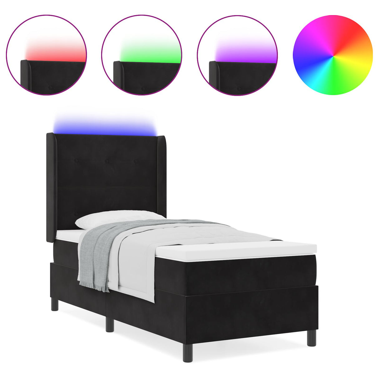 Boxspringbed met Matras & LED Zwart 80x200 cm Fluweel