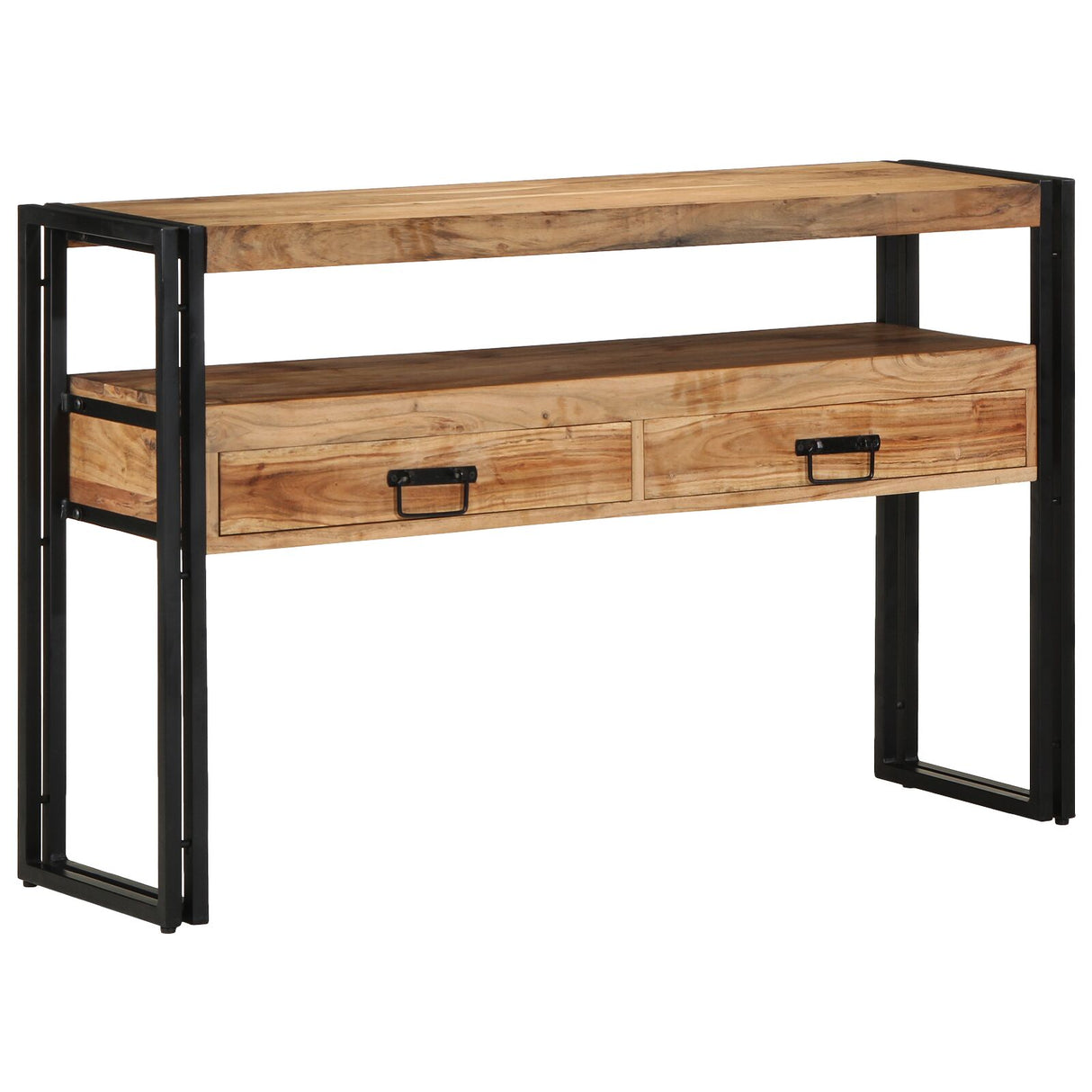 Bijzettafels Zwart 120x33x75 cm Massief acaciahout en metaal