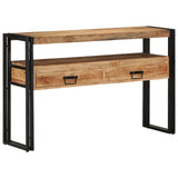 Bijzettafels Zwart 120x33x75 cm Massief acaciahout en metaal