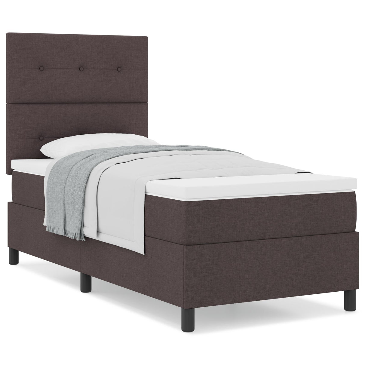 Boxspringbed met Matras Donkerbruin Eenpersoons Stof