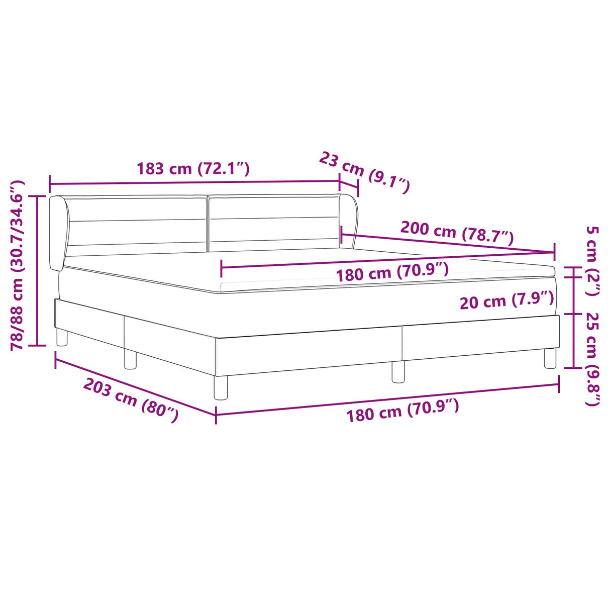 Boxspringbed met Matras Donkergrijs 180x200 cm Stof