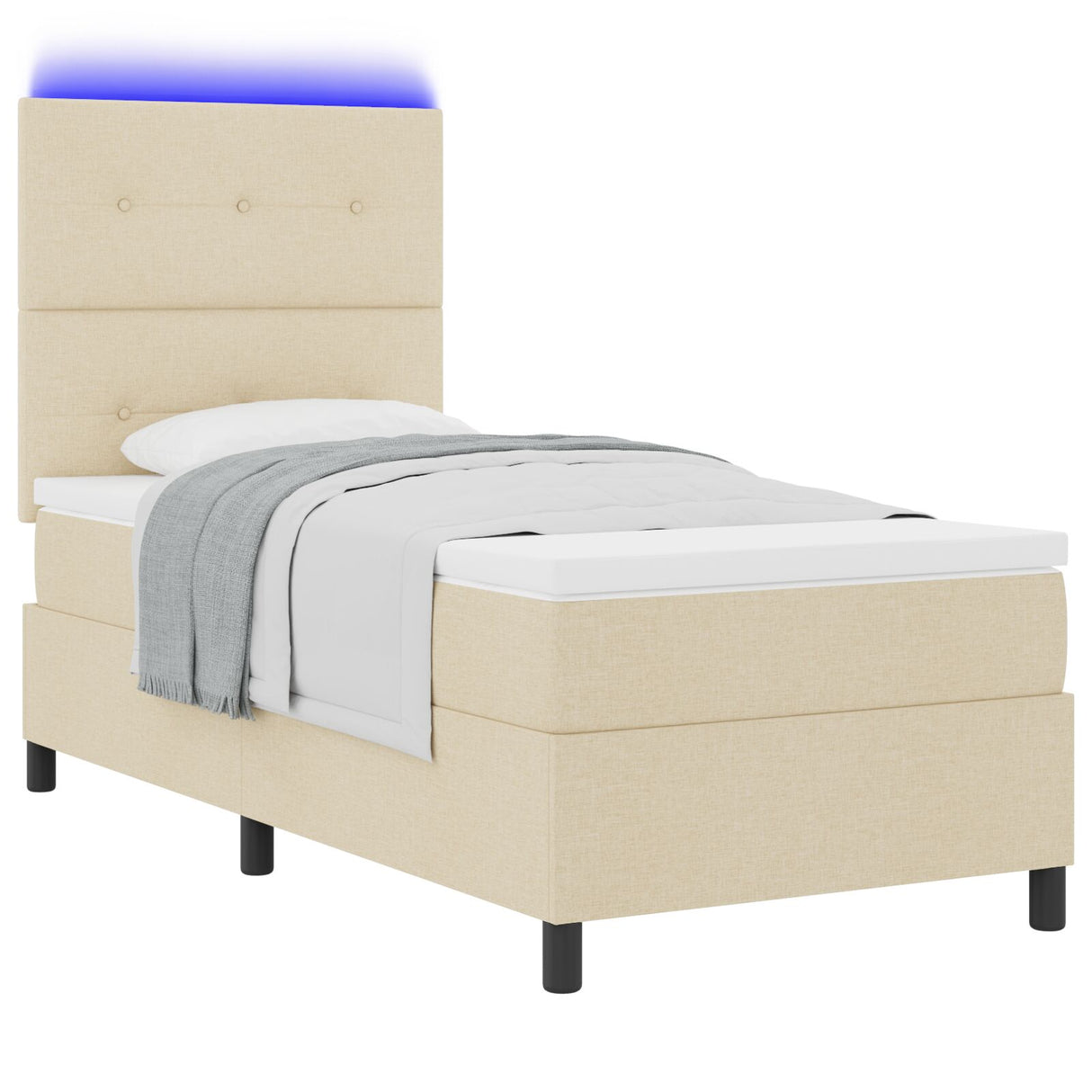 Boxspring Bed met Matras & LED Crème 90x190 cm Stof