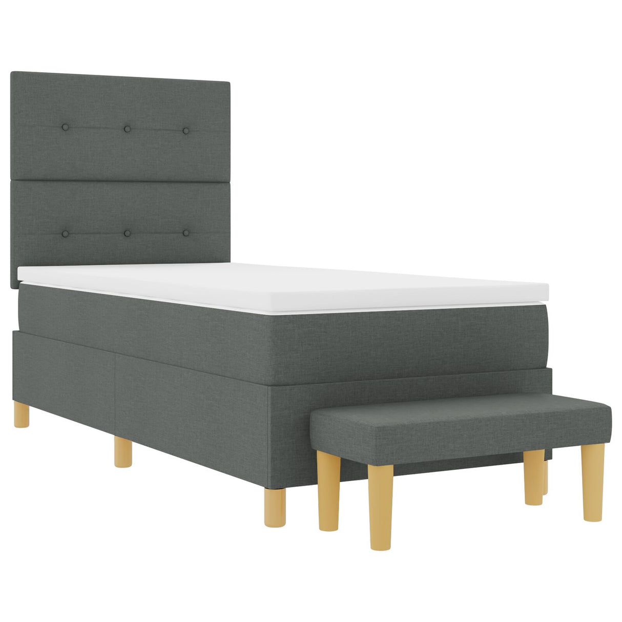 Boxspringbed met Matras & Bank Donkergrijs 80x200 cm Stof