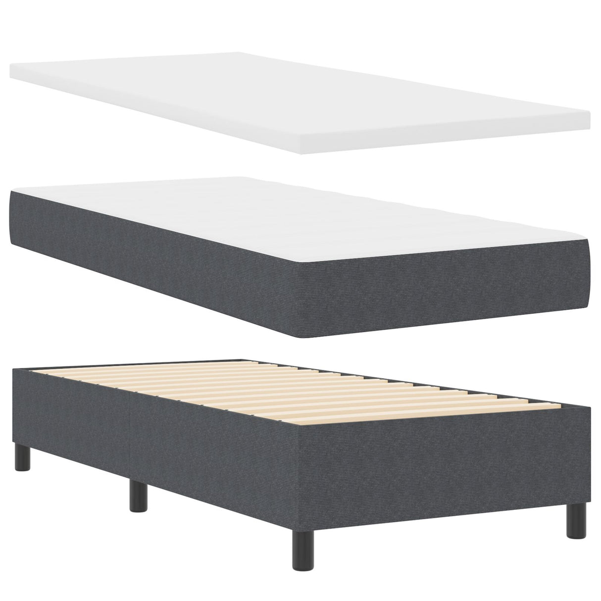 Boxspring Bed met Matras Donkergrijs 80x200 cm Corduroy Stof