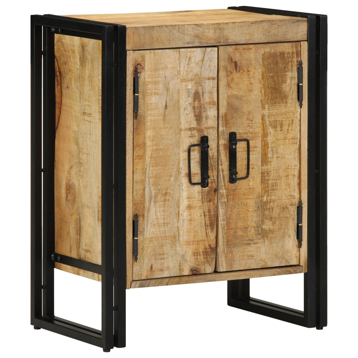Schoenenkast Zwart 30x30x40 cm Massief Mangohout en Staal