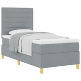 Boxspring Bed met Matras Lichtgrijs Eenpersoons Stof