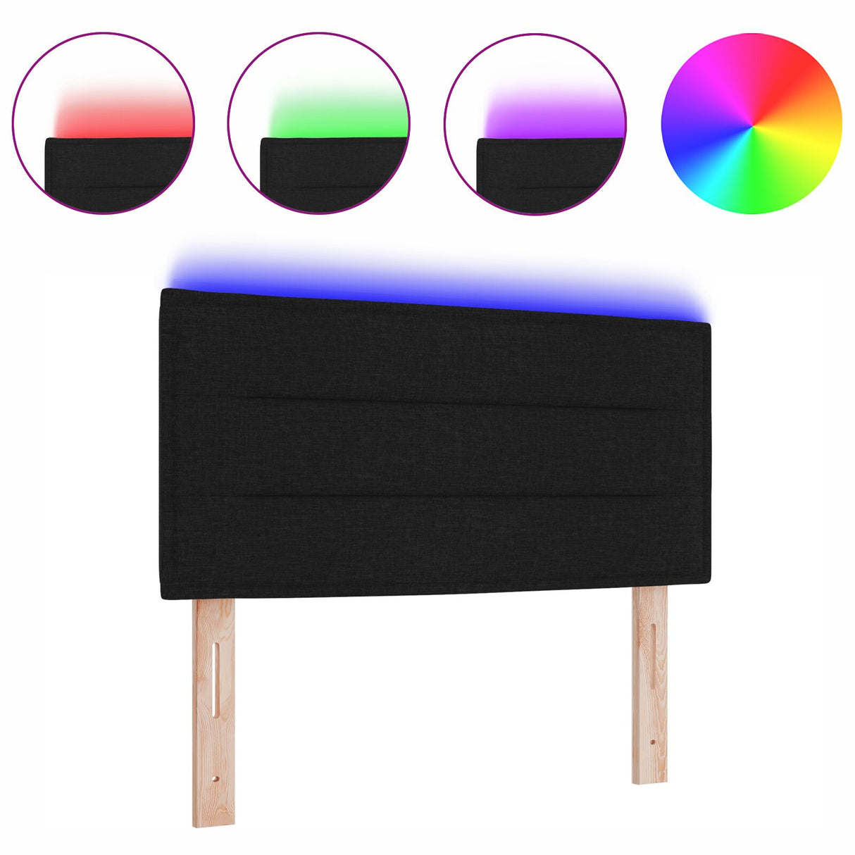 LED hoofdeinde Lijnen ontwerp Zwart 90 cm Stof