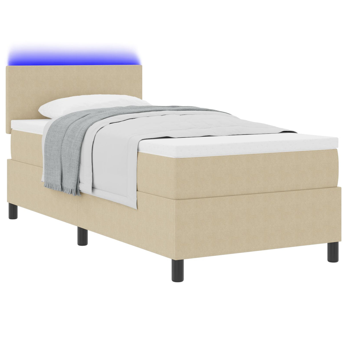 Boxspringbed met matras & LED licht groen grijs eenpersoons ribfluwelen stof