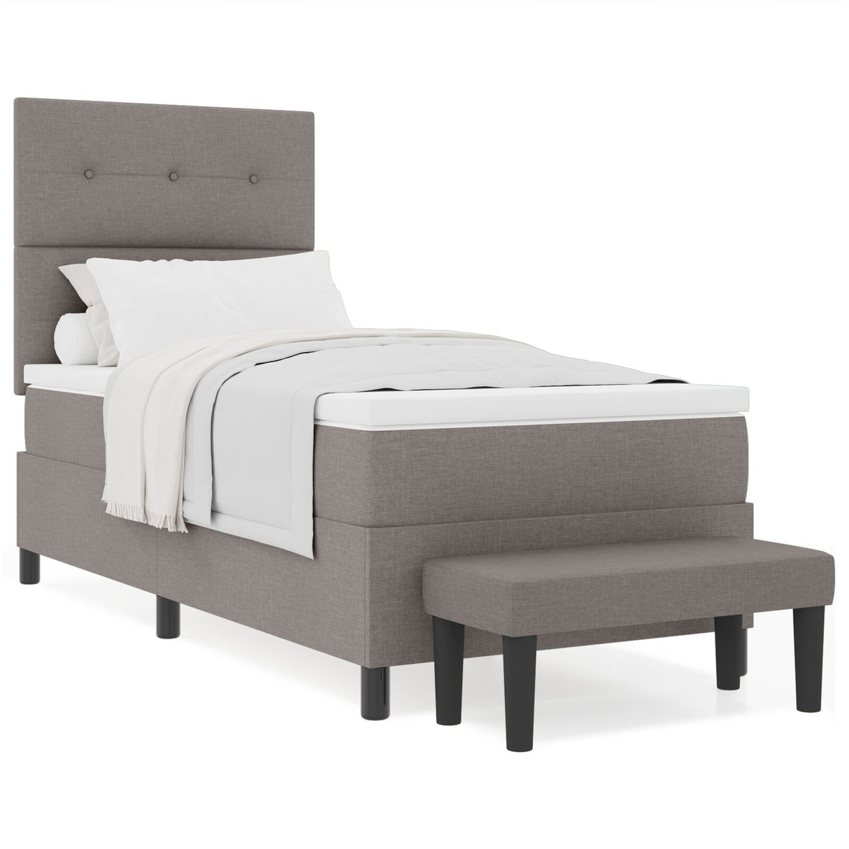 Boxspringbed met Matras & Bank Taupe 90x190 cm Stof