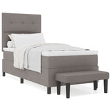 Boxspringbed met Matras & Bank Taupe 90x190 cm Stof