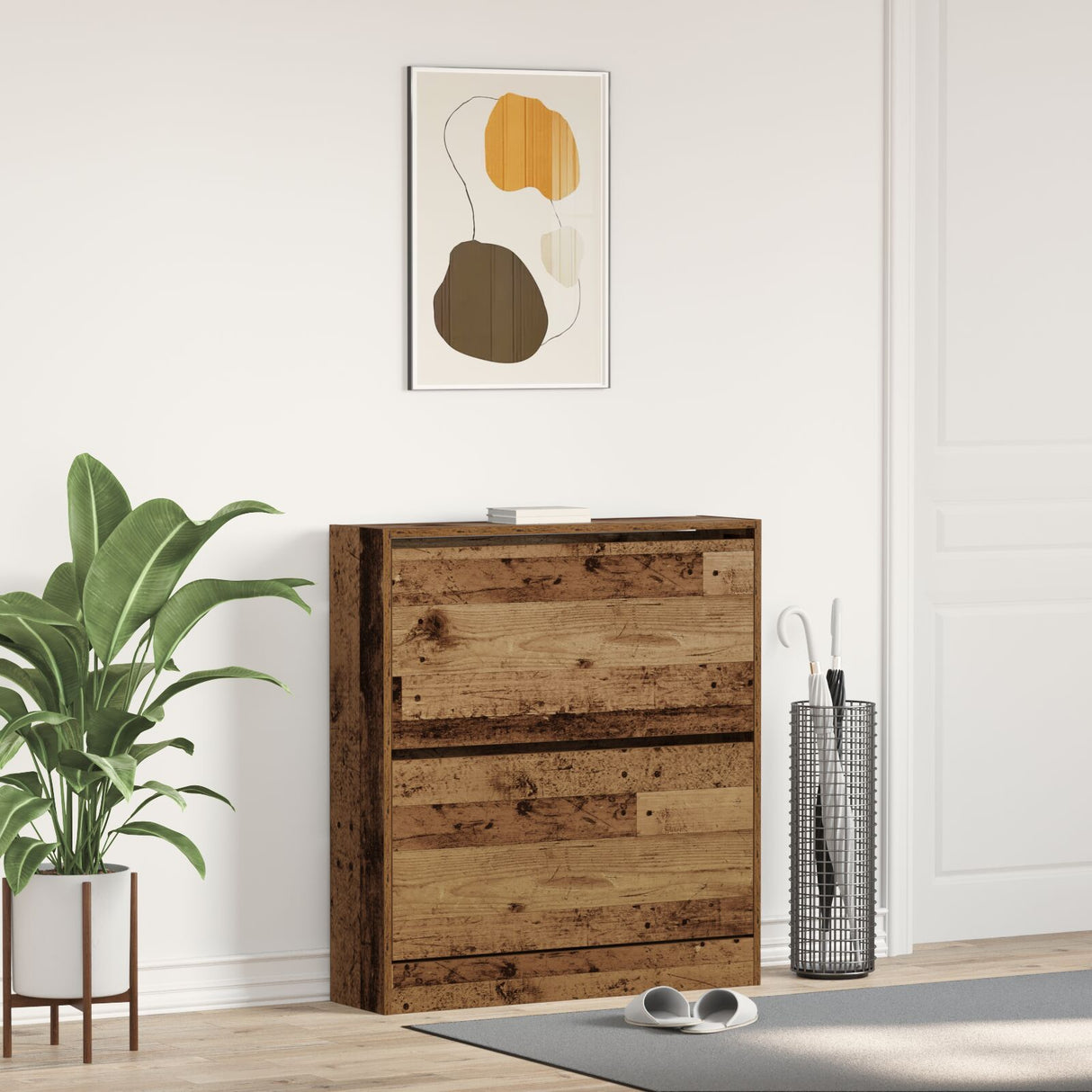 Schoenenkast met Flip Lade Oude Hout 80x21x87,5 cm