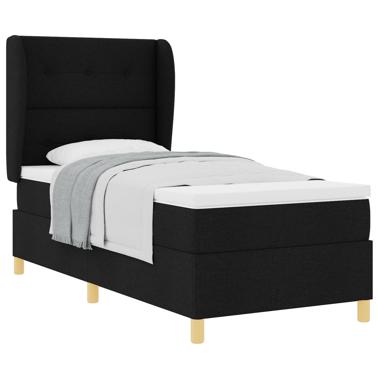 Bedframe met Matras Zwart Stof 90 x 190 cm Bedmatras