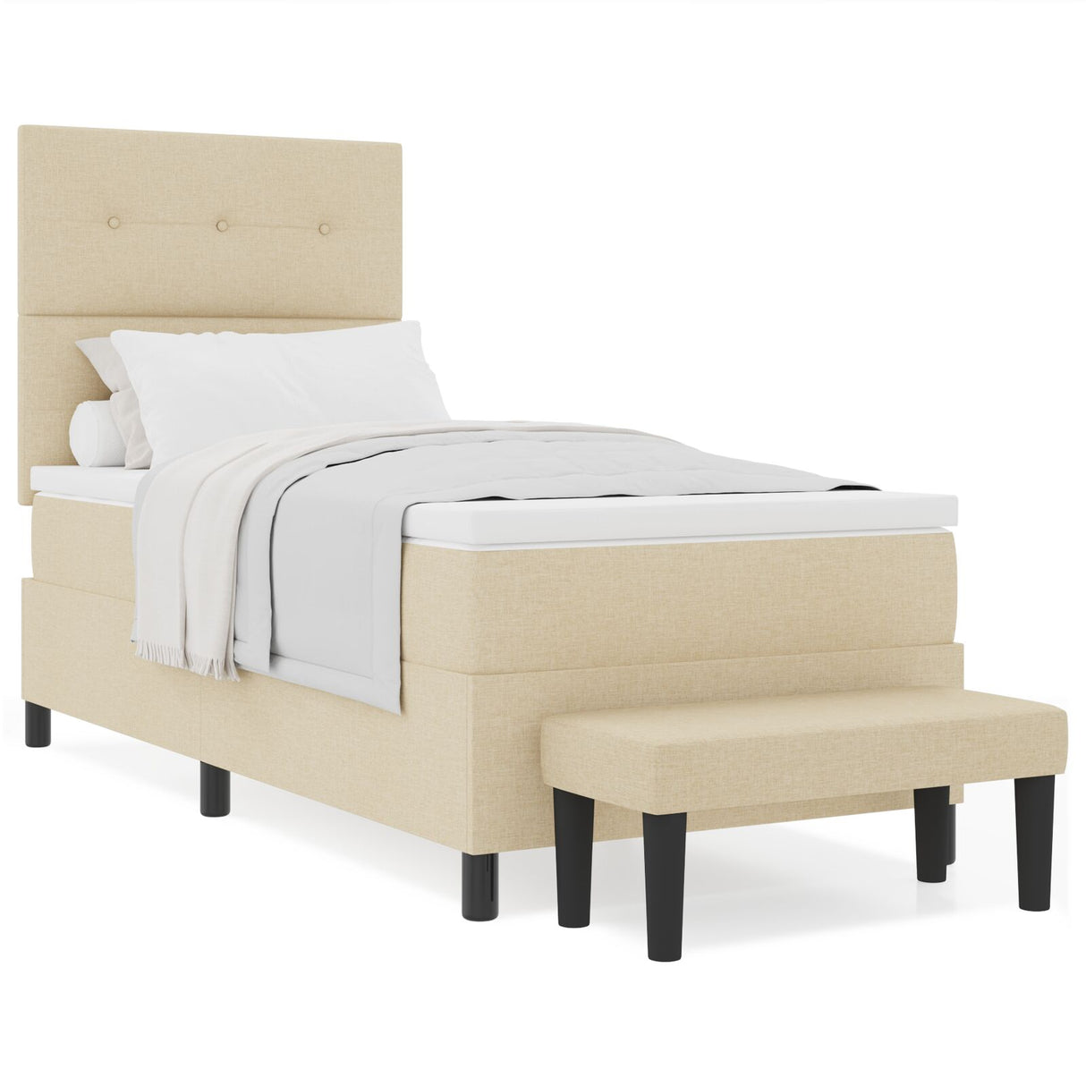 Boxspringbed met Matras & Bank Crème 80x200 cm Stof
