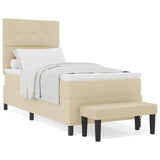 Boxspringbed met Matras & Bank Crème 80x200 cm Stof