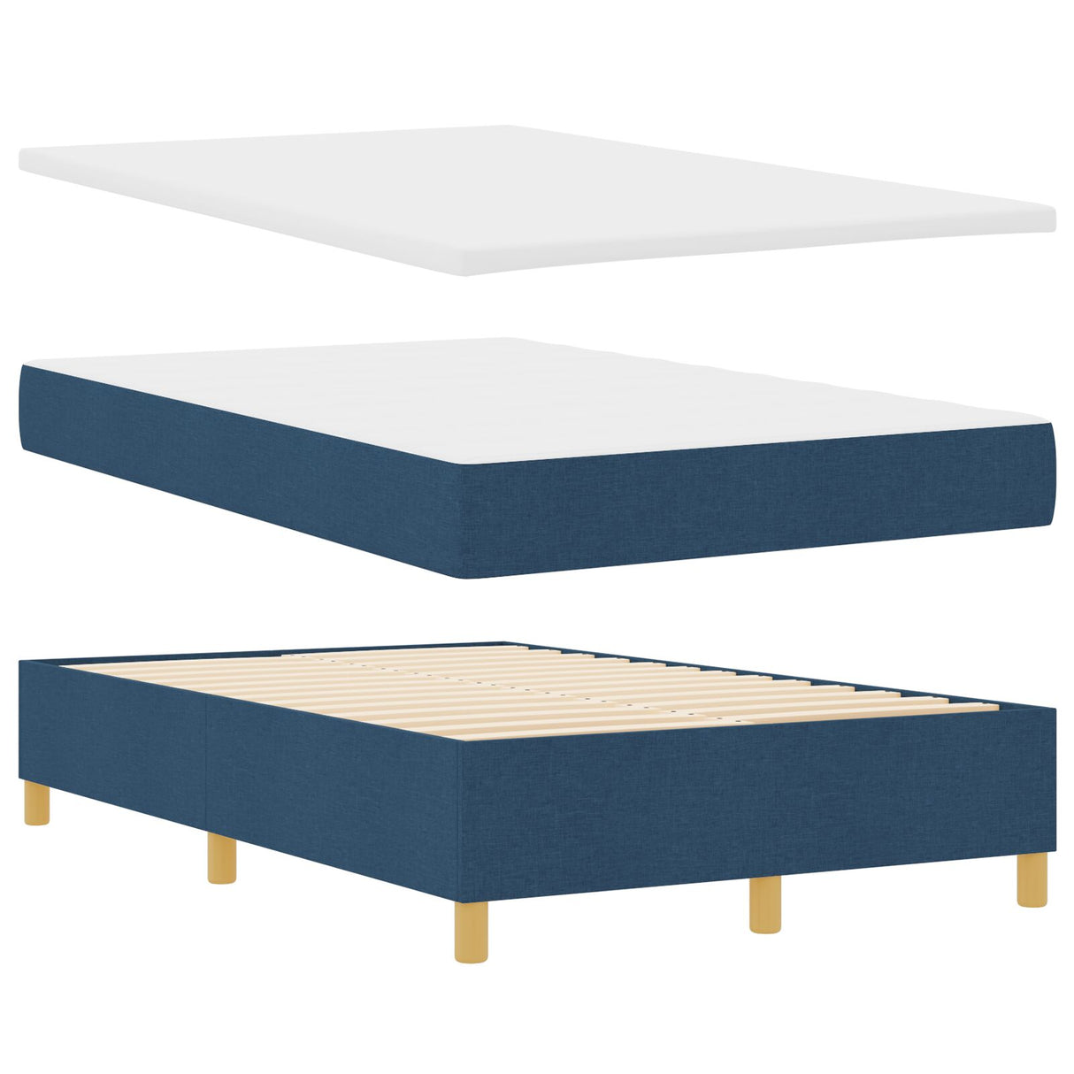 Boxspring Bed met Matras & Bank Blauw 120x190 cm Stof