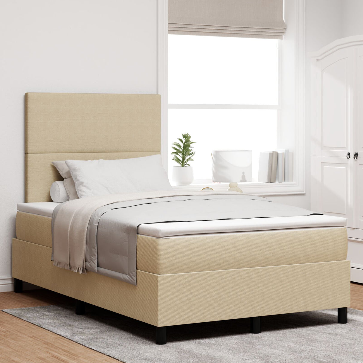 Boxspringbed met Matras Lichtgroen Grijs Klein Dubbel Corduroy Stof
