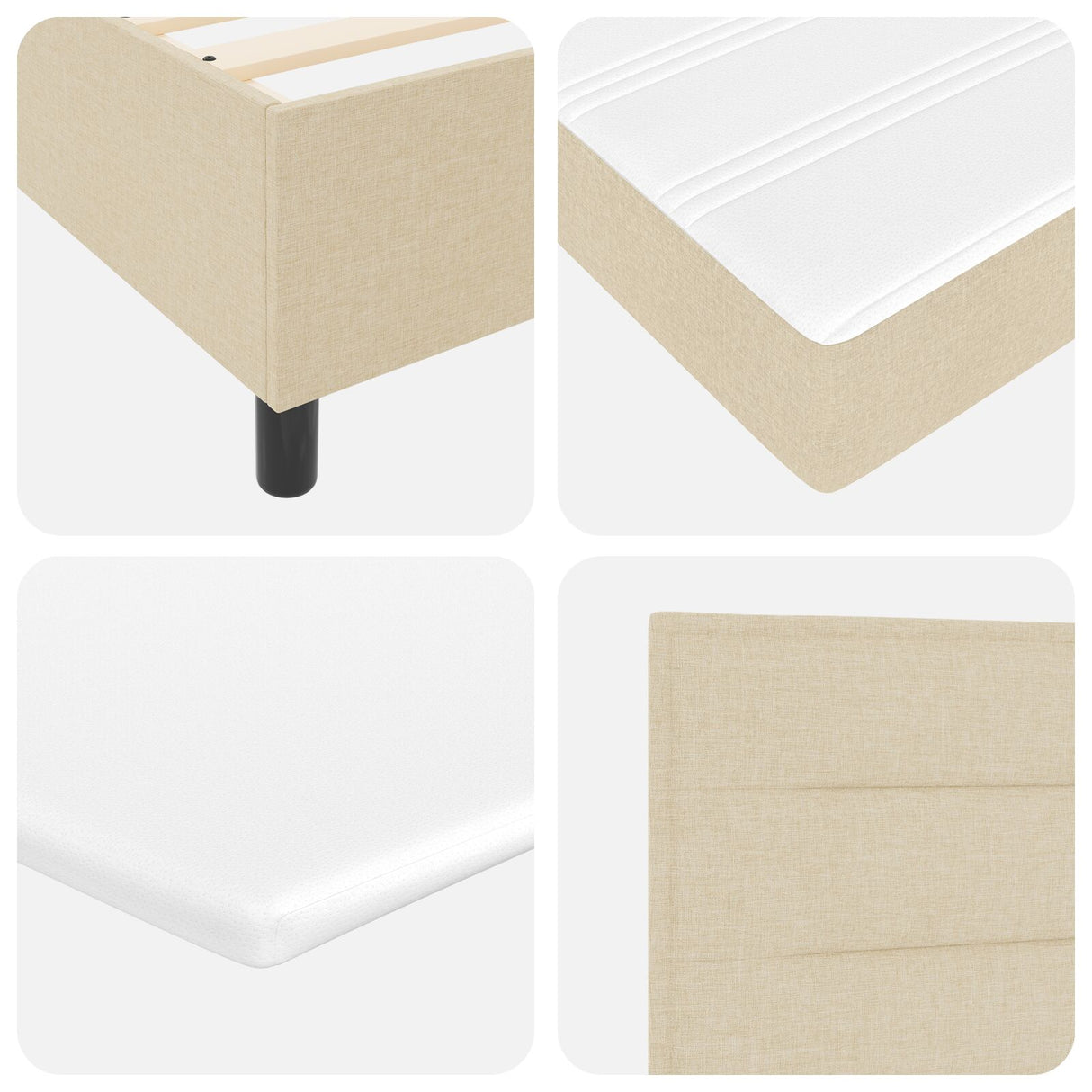 Boxspringbed met Matras Crème Eenpersoons Stof