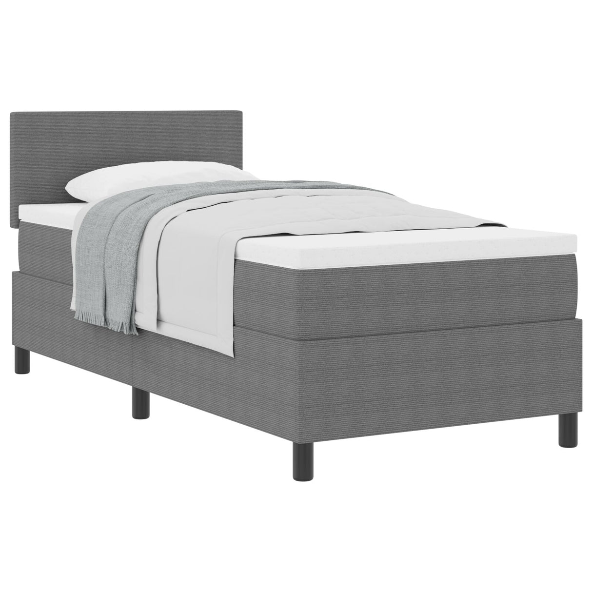 Boxspringbed met matras Licht Grijs Eenpersoons Corduroy stof