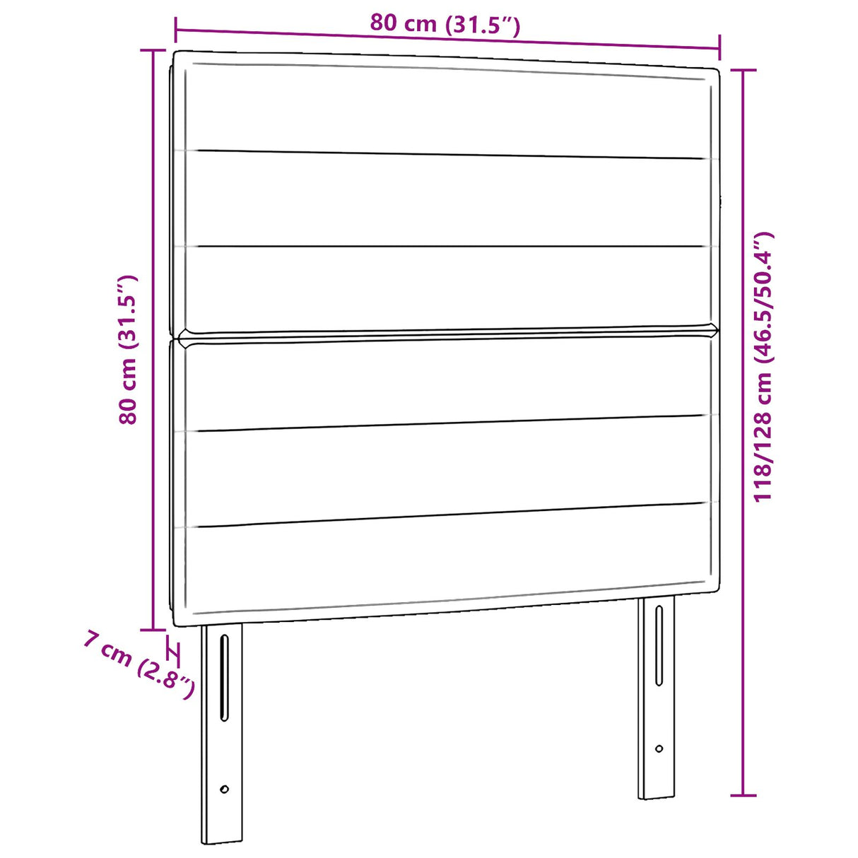 Hoofdbord Zwart Stof 80 cm Hoofdbord Rechthoekig Modern
