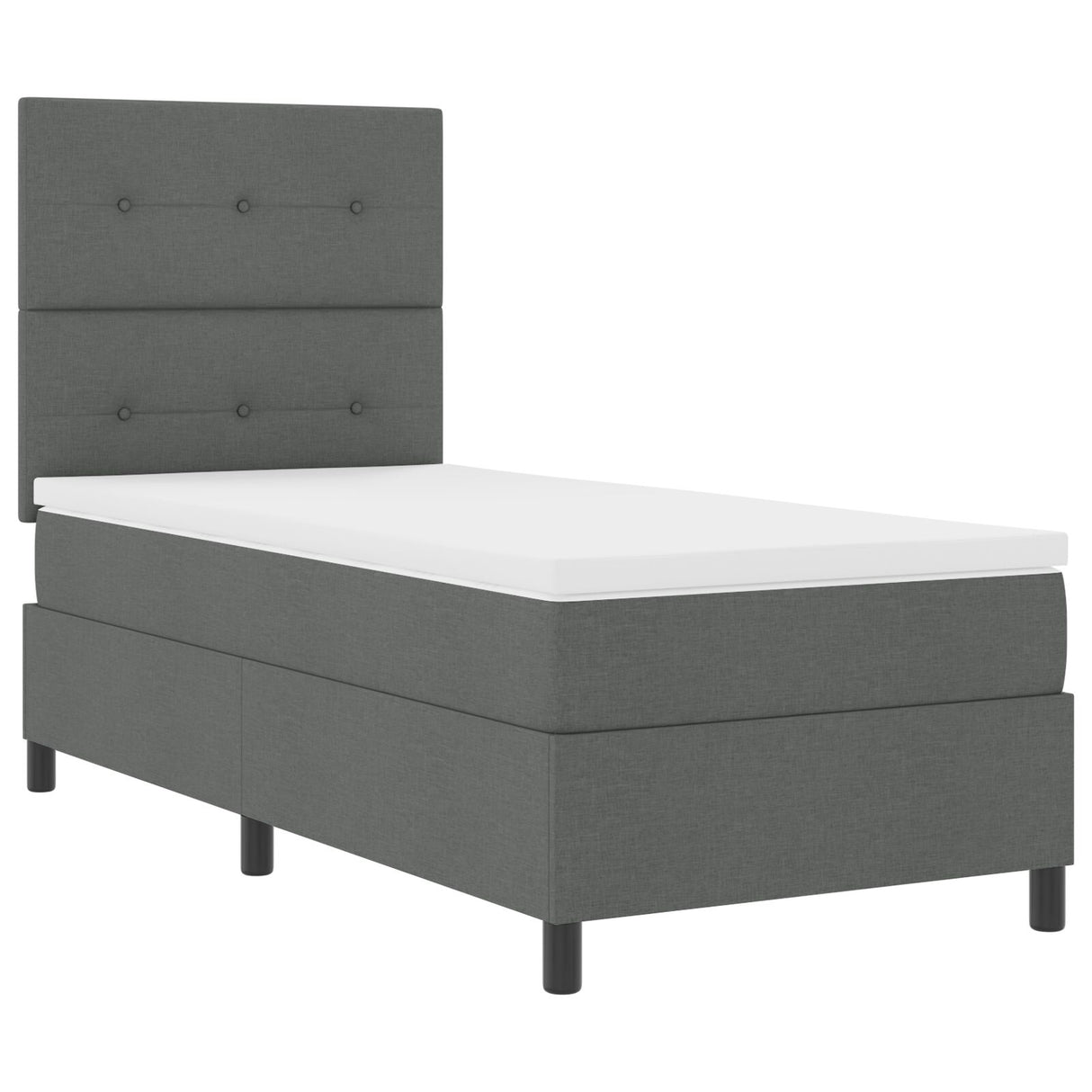 Boxspringbed met Matras Donkergrijs Eenpersoons Stof