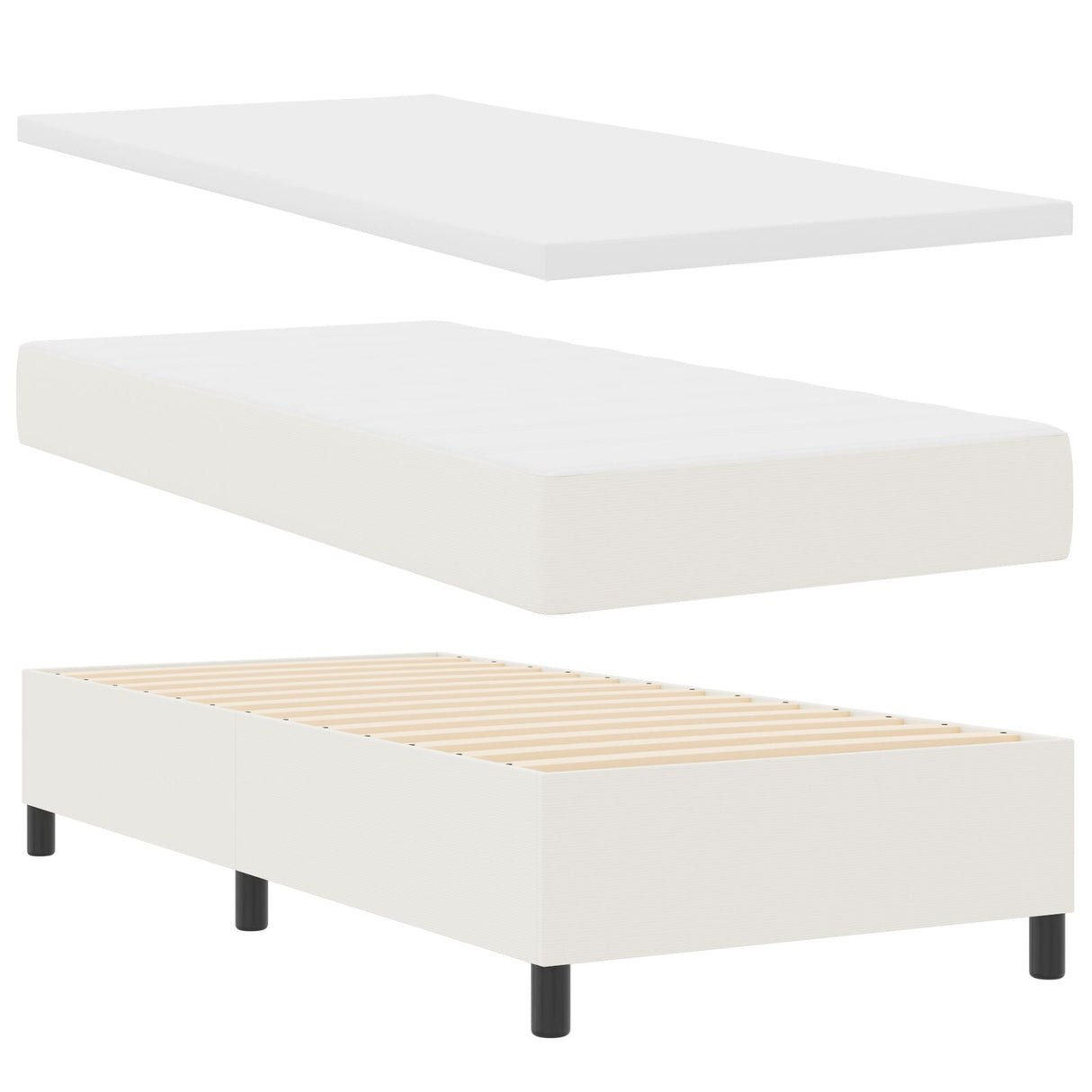 Boxspring Bed met Matras Crème 80x200 cm Corduroy Stof