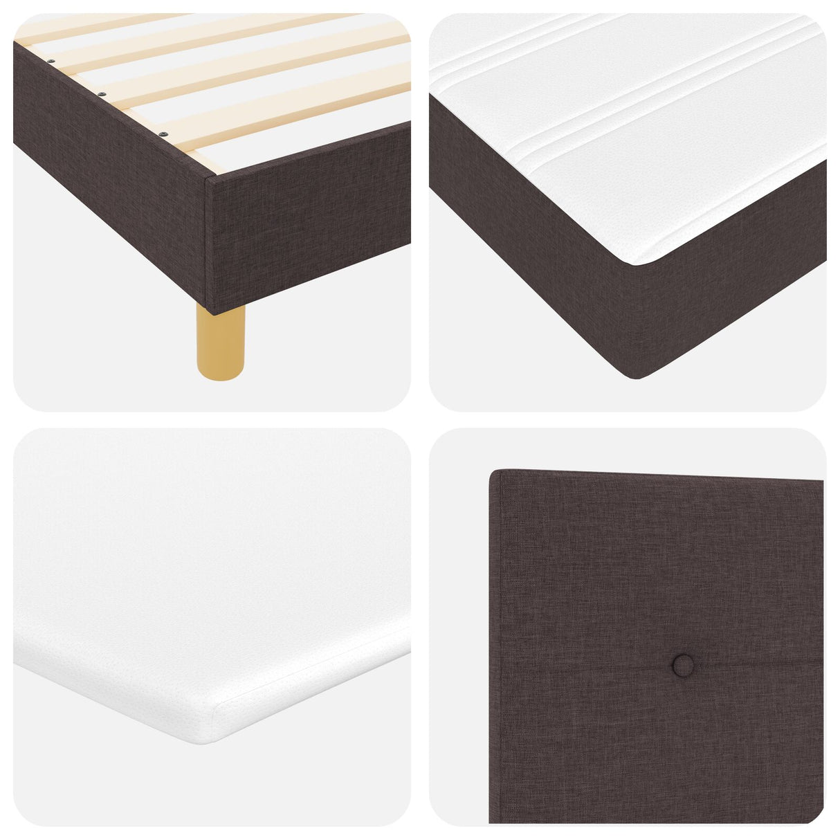 Boxspring Bed met Matras & LED Donkerbruin 90x190 cm Stof