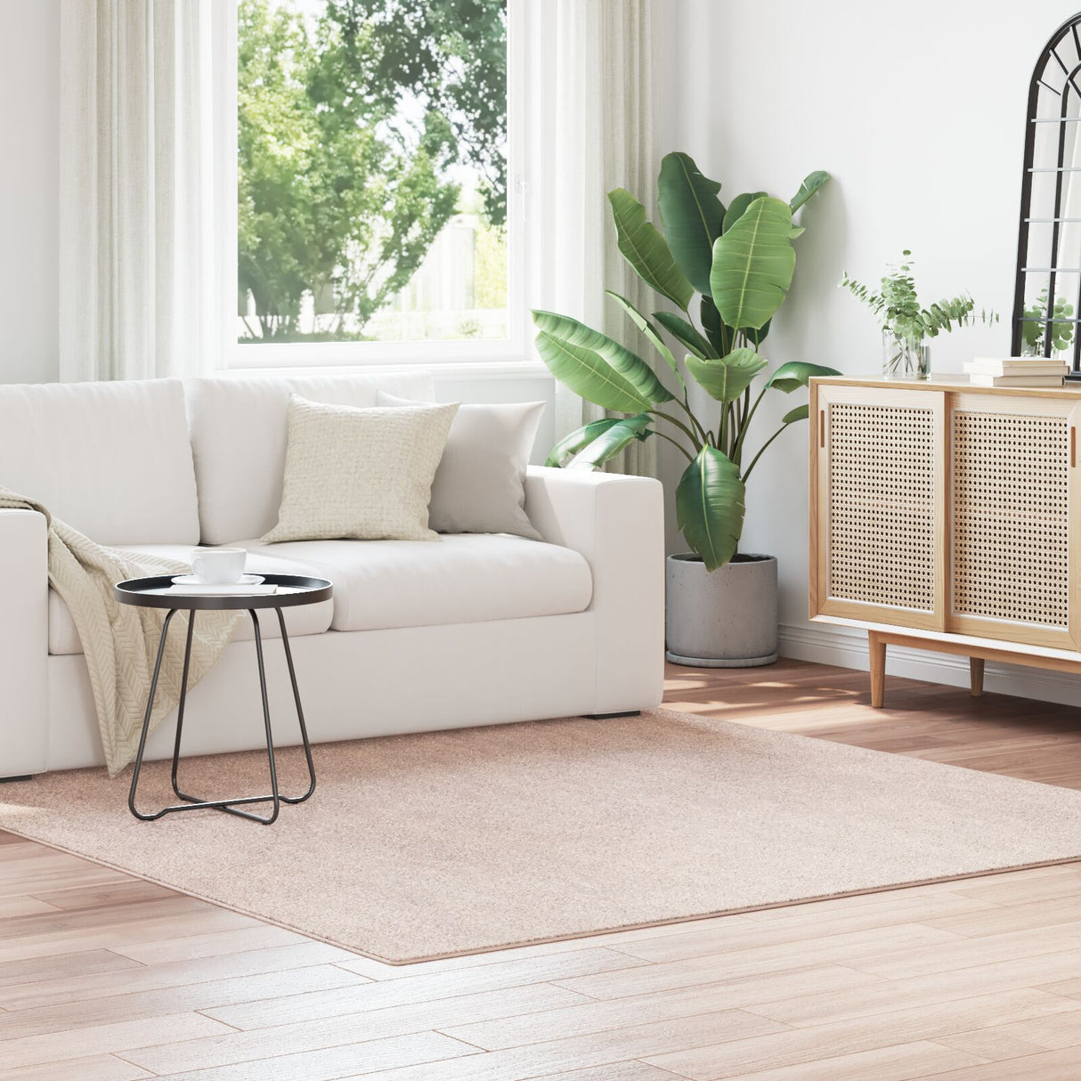Shaggy Tapijt met Latex Achterkant Crème 200x200 cm