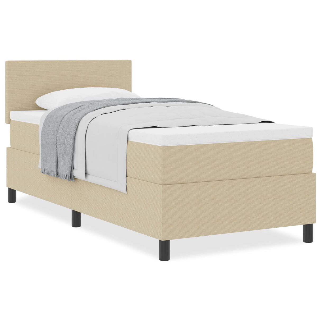 Boxspring Bed met Matras Lichtgroen Grijs Eenpersoons Corduroy Stof