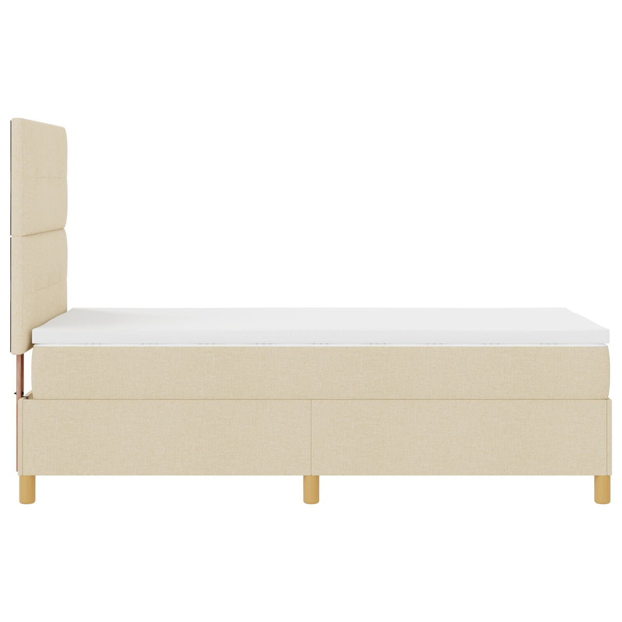 Boxspringbed met matras crème eenpersoons stof
