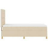 Boxspringbed met matras crème eenpersoons stof