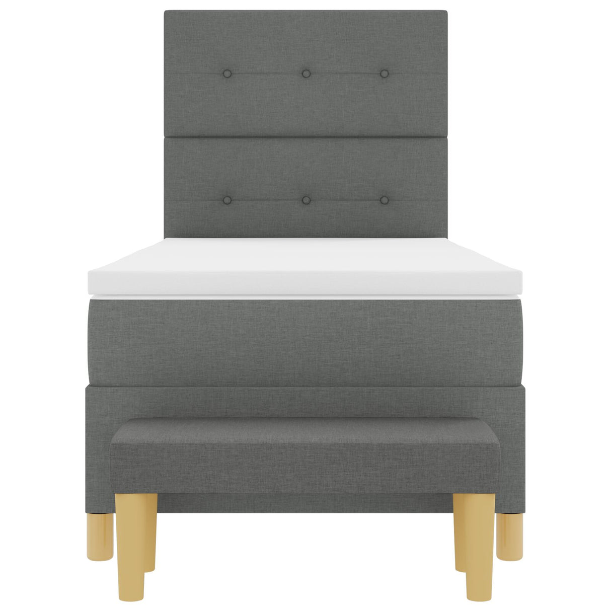 Boxspring Bed met Matras & Bank Donkergrijs 90x190 cm Stof